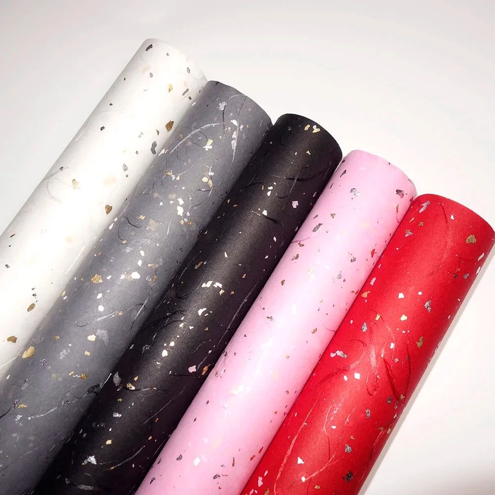 Floral DIY Wrapping Paper Set - 5 Sheets, 6 Colors, Gold/Sil