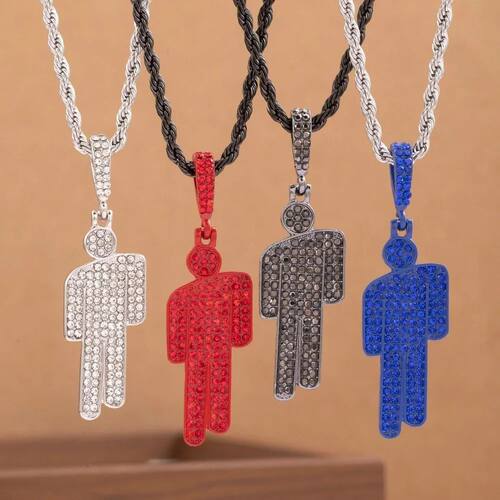 Hip Hop Necklace Stainless Steel Skew Head Zircon Couple Pen