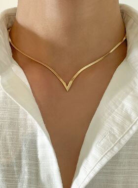 SalirconSimple Flat Snake Clavicle Chain Necklace Men Creati