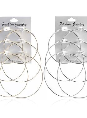 3pair/set Punk Hoop Earrings Set Big Circle Earrings Jewelry
