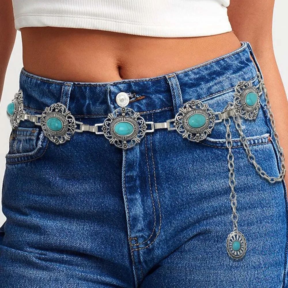 Western Chain Belt Turquoise Body Chain Concho Belt Body Acc
