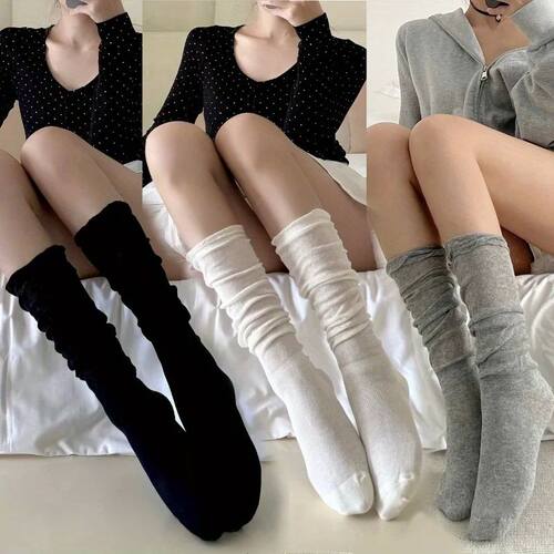 3 Pairs Women's Thin Knee-High Socks - Bubble Toe Design, Br