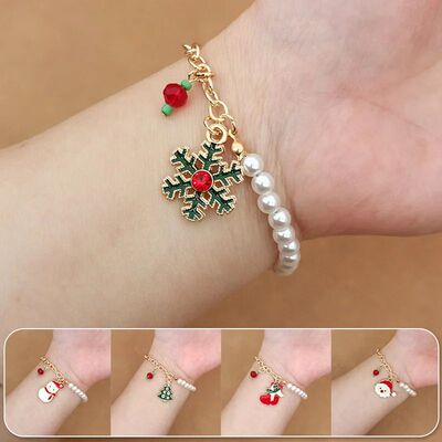 Christmas Theme Snowflake Reindeer Charms BraceletsImitation