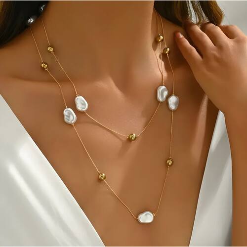 Trend Elegant Y2K Jewelry Irregular Big Pearl Pendant Neckla