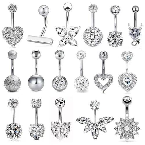 Fashion Crystal Heart Belly Piercing for Women 316L Stainles