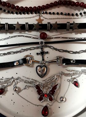 GothicRed Butterfly Star Heart Cross Pendant Ghost Claw Chok