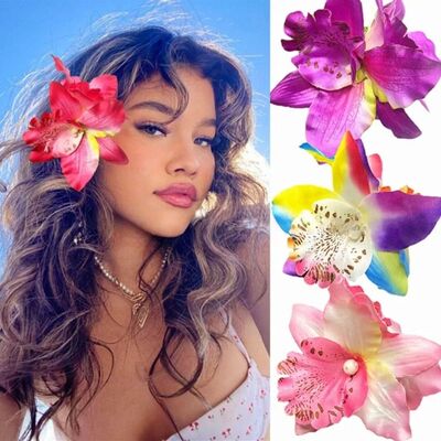 Bohemia Double Thai Orchid Flowers Hair Clips for Women Hawa