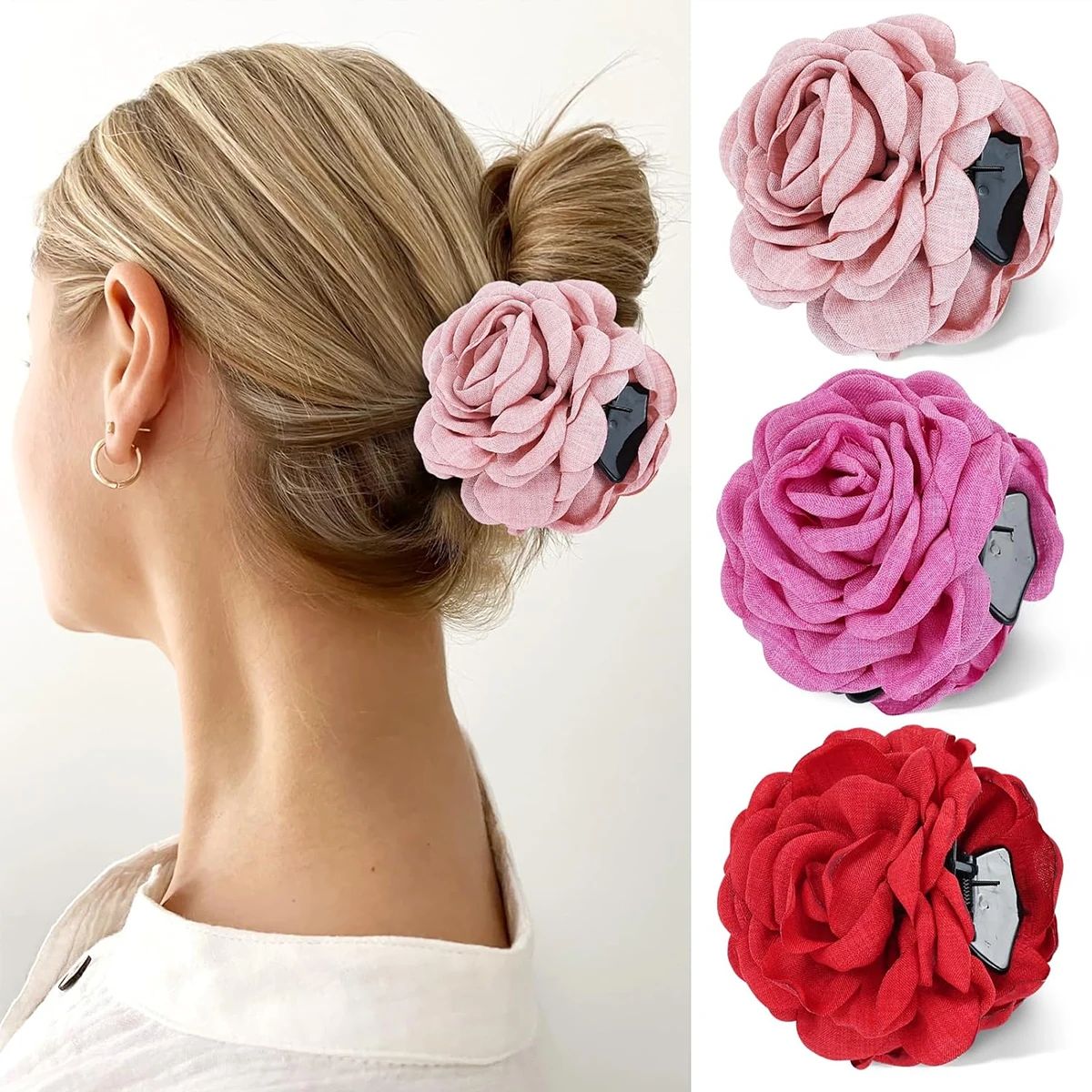 1pc cloth temperament elegant flower grab clip, resort beach