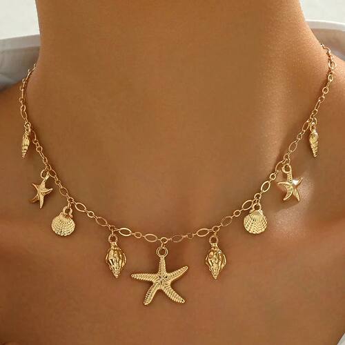 Shell Starfish Scallopes Pendants Necklace Bohemian Style Oc