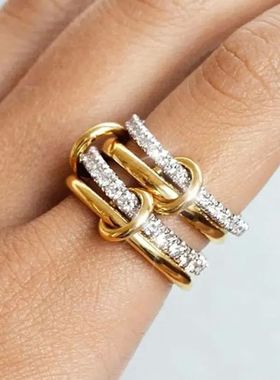 A Niche Two-Color Four-Ring Copper Jewelry Ring, Hypoallerge
