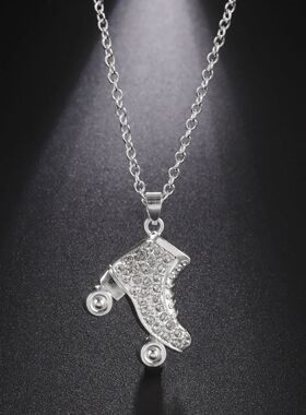 Amaxer Crystal Roller Necklace Skates Zircon Ice Skate Shoes