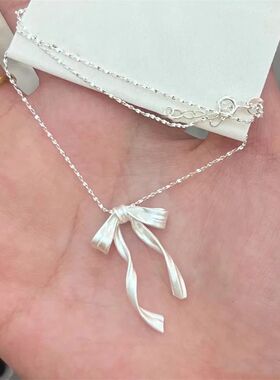 Exquisite Clavicle Chain Elegant Scrub Bow Pendant Necklace