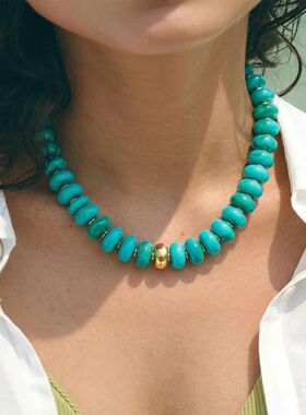 Chunky Colorful Beaded Choker Necklace Women Summer Trendy R