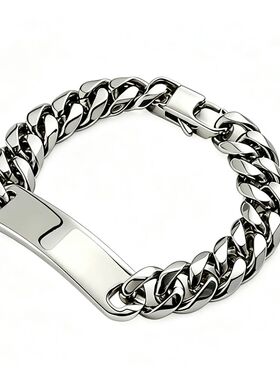 10MM Stainless Steel Curb Chain ID Bracelet For Men Waterpro