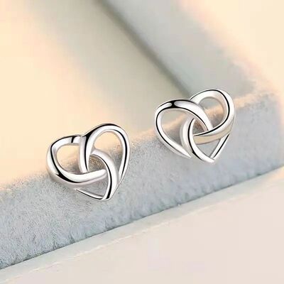 Minimalist Tiny Metal Hollow Heart Stud Earrings for Women