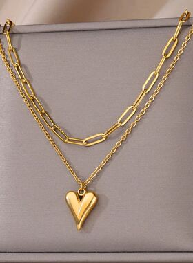 316L Stainless Steel Multilayer Heart Necklace For Women Gir