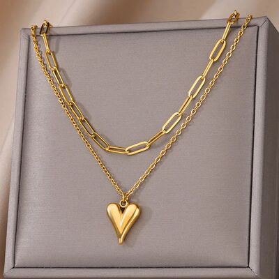 316L Stainless Steel Multilayer Heart Necklace For Women Gir
