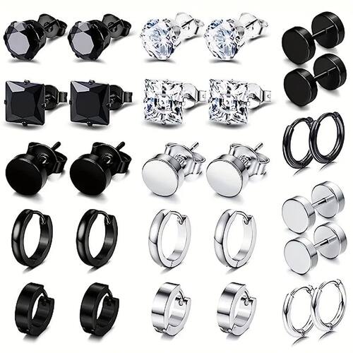 4-14 Pairs Earrings For Men, Black Earrings Mens Earrings, S