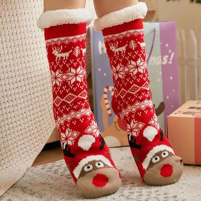 Winter Warm Socks Women Penguin Plush Soft Female Non Grip F