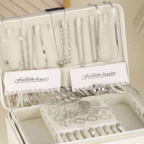 54 Pcs/Set Vintage Elegant Pearl Earrings Ring Heart Pendant