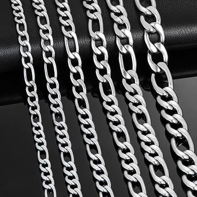 3mm-11.5mm Widt Stainless Steel Figaro Link Chain Classic Cu