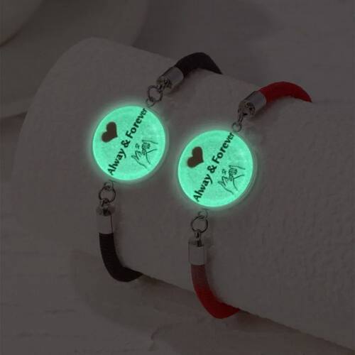 2 PCS/Set Couples Bracelet for Women Lover Heart Luminous Su
