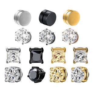 Fashion Crystal Magnetic Clip Ear Stud Non Piercing Earrings