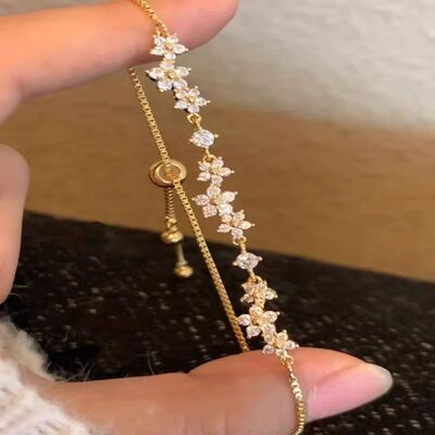 Zinc Alloy Bracelet Sparkling Zircon Flower Bracelet Handmad