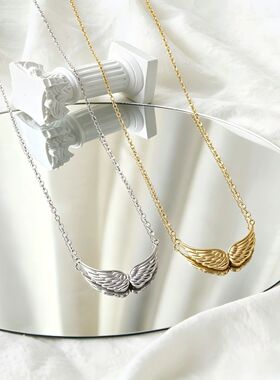 Stainless Steel Angel Wing Pendant Necklace for Women, Perso