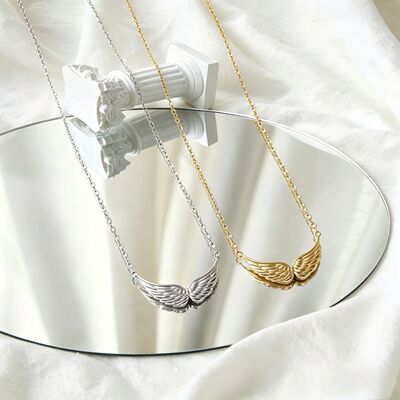 Stainless Steel Angel Wing Pendant Necklace for Women, Perso