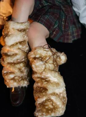 Winter Faux Fur Plush Reindeer Leg Warmers Kawaii Furry Boot