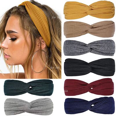 Vintage Suede Soft Cross Knot Elastic Headband for Women Gir