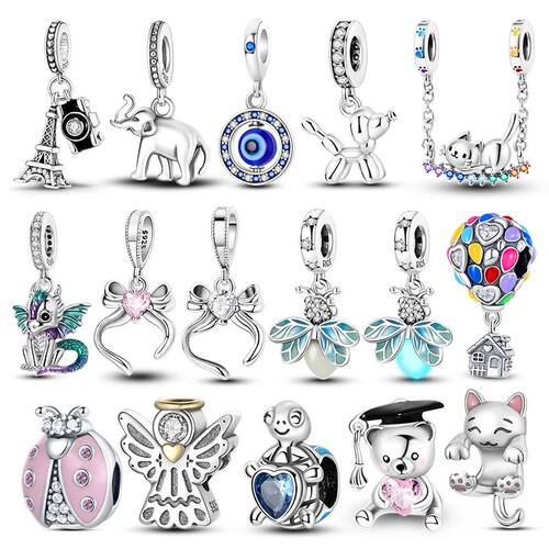 925 Sterling Silver Elephant Bow Pendants Cat Turtle Bear An