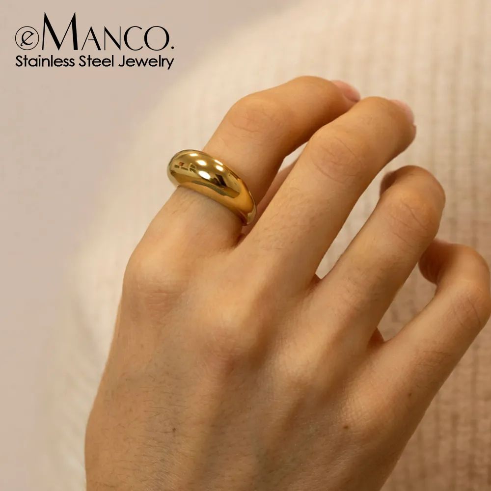 e-MancoSimple Stainless Steel Rings for Women Arc Rings Jewe