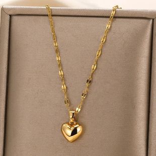 Stainless Steel Love Heart Necklace For Women  New Trendy Li