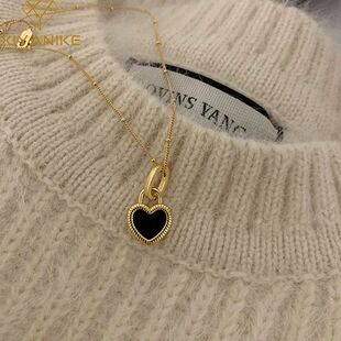 For Sided Vintage Necklace Heart Pendant Women Double Girl