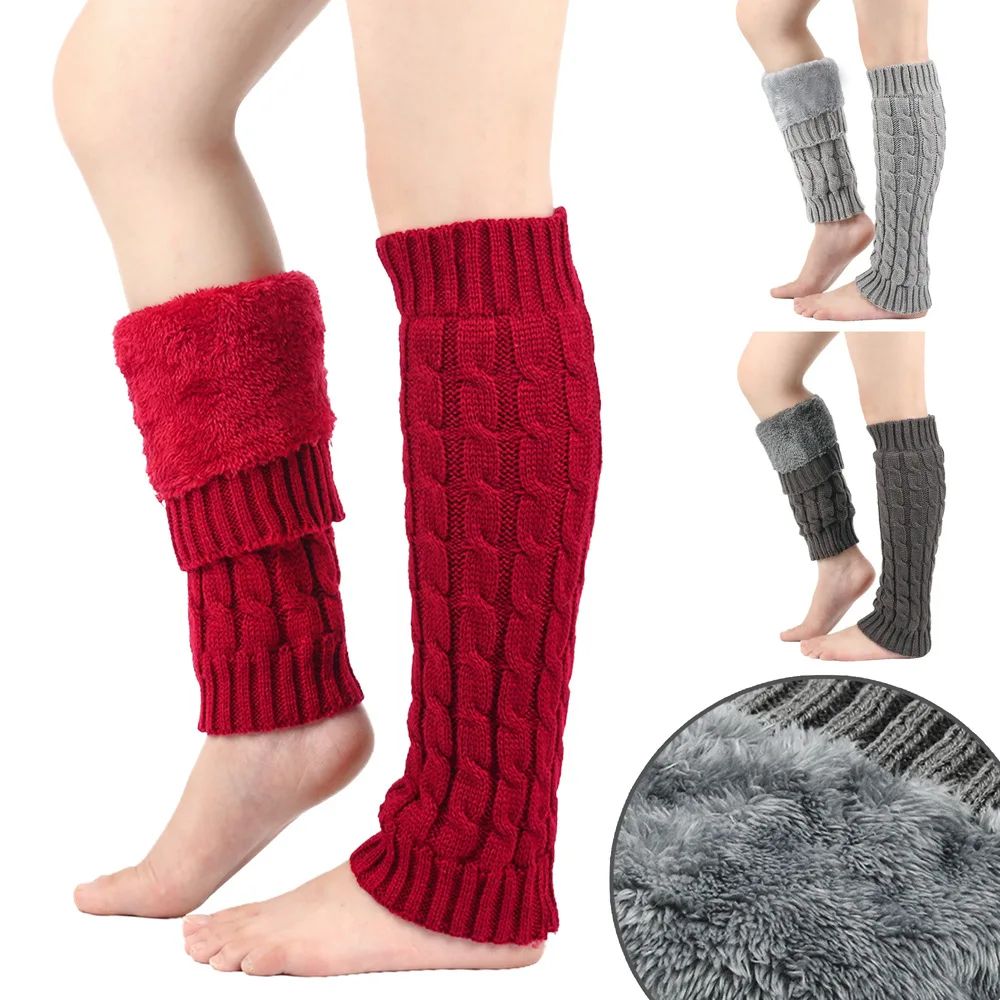 Fleece Leg Warmers Boot Covers for Women Winter Warm Wool Kn