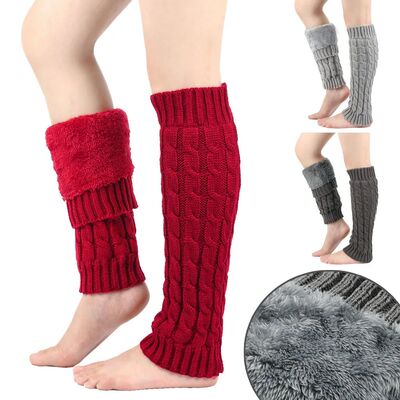 Fleece Leg Warmers Boot Covers for Women Winter Warm Wool Kn