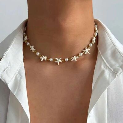 KunJoe Boho Starfish Short Choker Necklace for Men Trendy Im