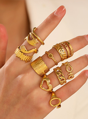 Titanium Steel Ring 18k Gold-plated Wind Simple Irregular Ge