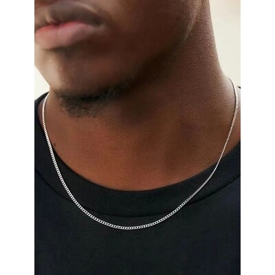 Men Stainless Steel Basic Chain Necklace Titanium Steel Jewe