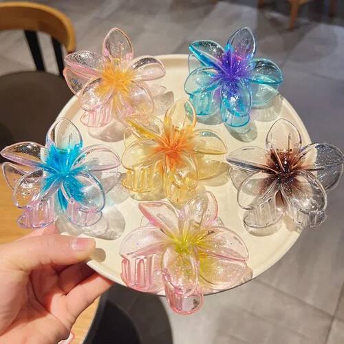 Fashion Sparkling Flower Claw Clip for Women Transparent Swe