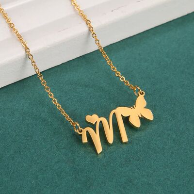 Unift Butterfly Heart Letter A-Z Name Necklaces for Women Al
