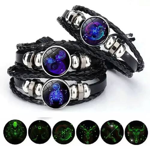 Luminous 12 Zodiac Constellation Sign Braided Couples Leathe
