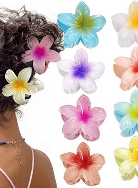 New Hawaiian Gradient Hair Clips Women Flower Hair Claws Sha