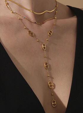 NivoraLong Chain Stainless Steel Necklacs For Women PVD Real