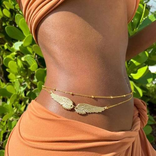 Sexy Metal Wings Waist Cha for Women New Trendy Gold Color D
