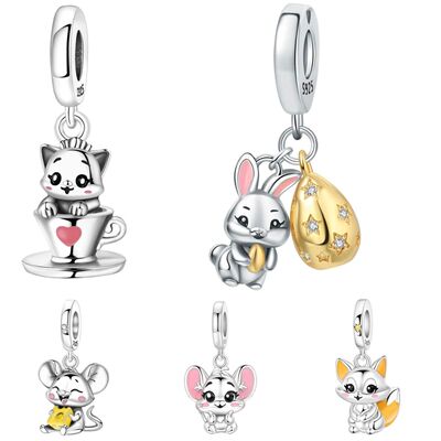925 Sterling Silver Easter Bunny Easter Egg Pendants Bracele