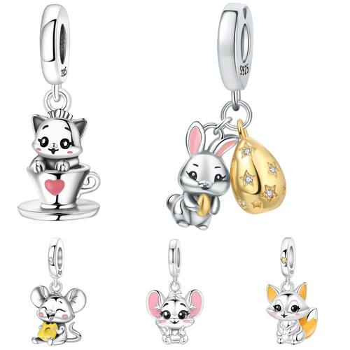 925 Sterling Silver Easter Bunny Easter Egg Pendants Bracele