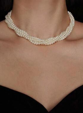 Vintage Multilayer Pearl Choker Necklaces for Women Elegant